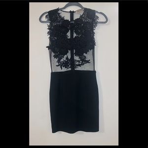 Black sheer dress with lace accents